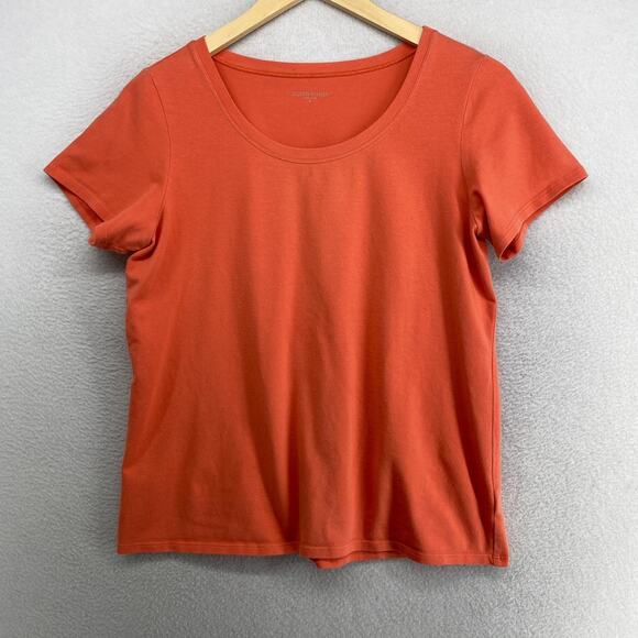 Eileen Fisher Tops - EILEEN FISHER Top M Stretch Organic Cotton Jersey Short Sleeve Basic Orange USA